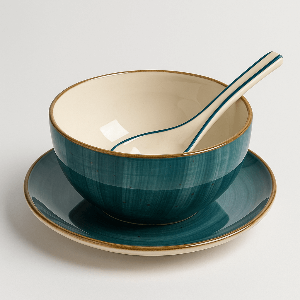 Emerald Comfort Bowl with spoon and quarter plates - Set of 2