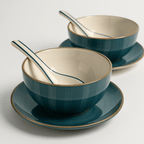 Emerald Comfort Bowl with spoon and quarter plates - Set of 2